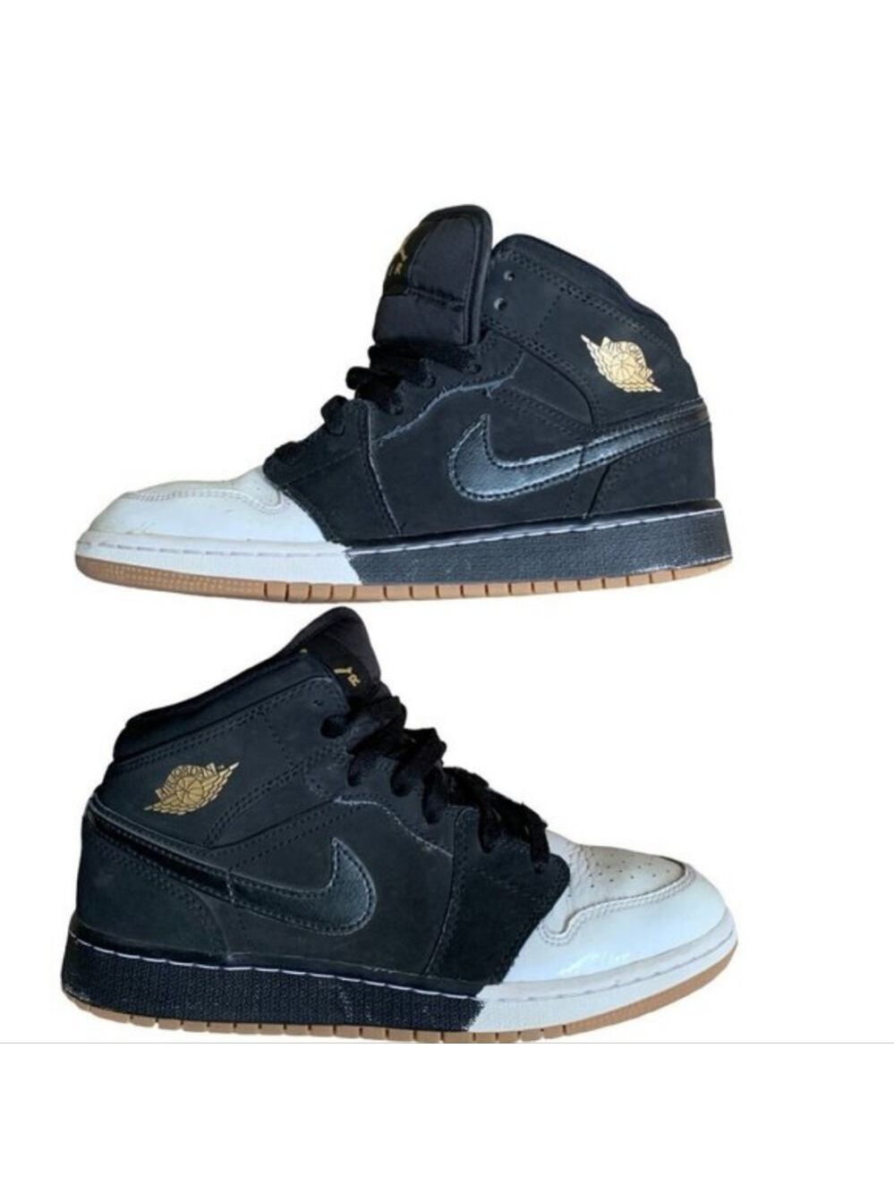 Rare 2017 Nike Air Jordan 1 Retro Mid GS 'Gold and Gum'Size 5.5Y
